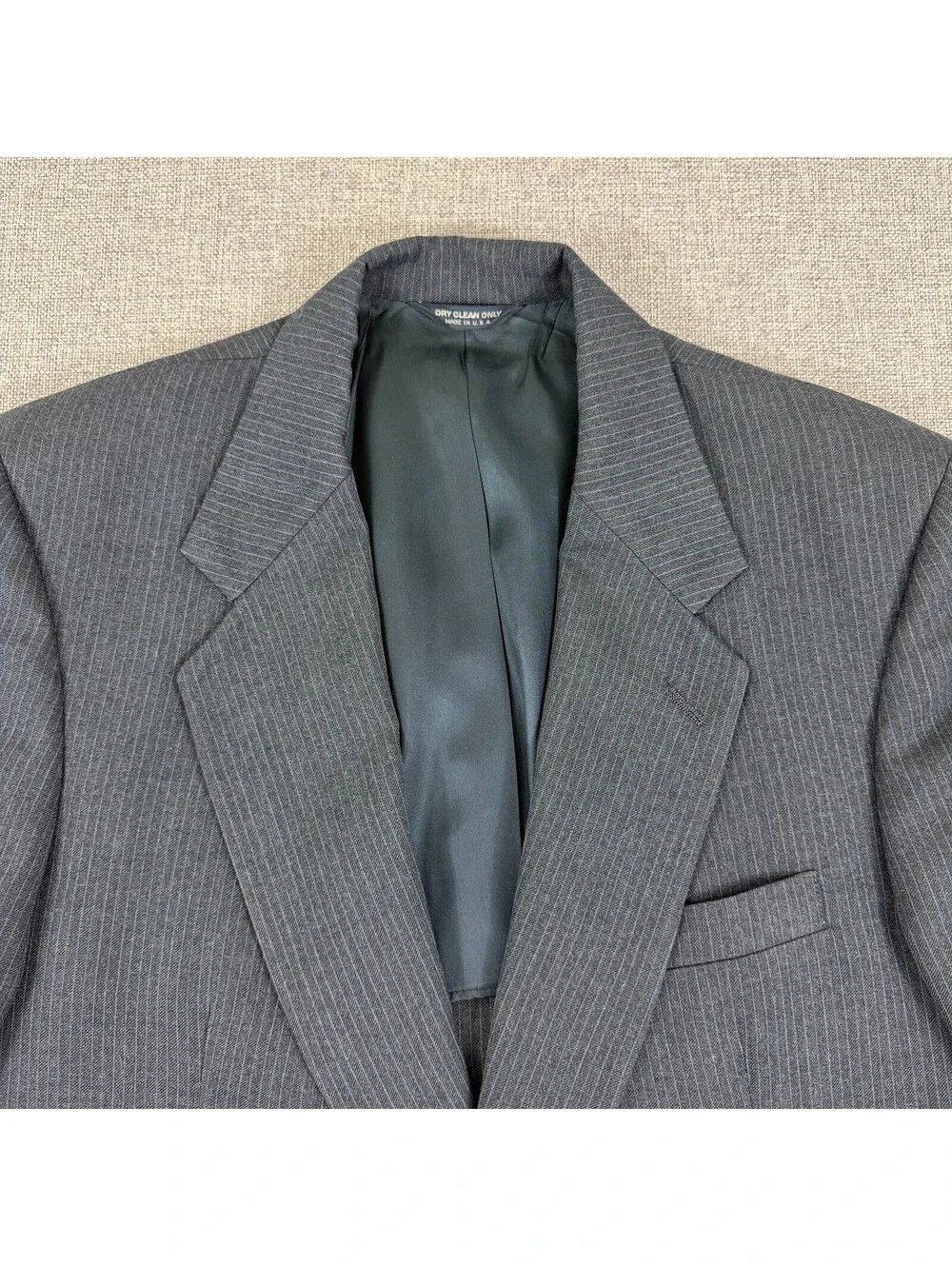 Vintage 90s Kuppenheimer Mens 42R Gray Pinstripe Wool Blazer Sport Coat USA